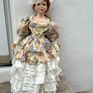 Elegant Floral Porcelain Doll